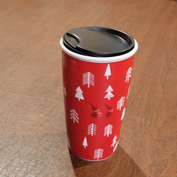 2018 Starbucks 12oz travel mug ceramic tumbler red forrest holiday christmas - Picture 12 of 12